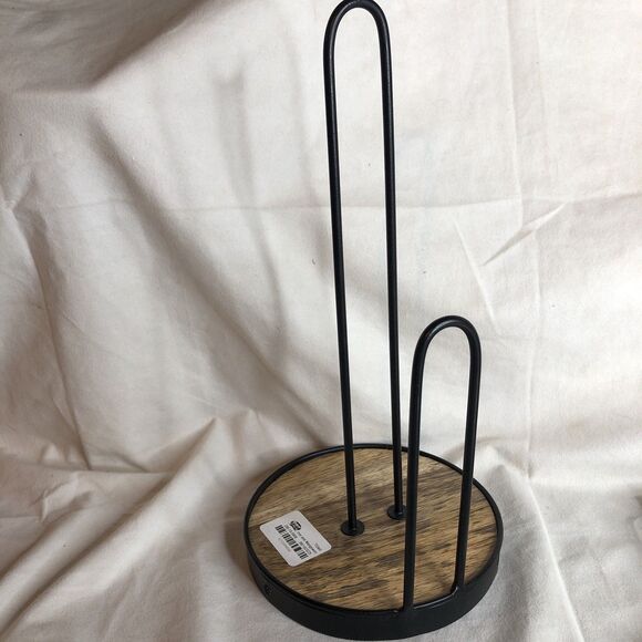 Target Threshold Iron and Mangowood Wire Paper Towel Holder Black NEW!! - Picture 4 of 8